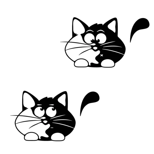 Gato Triste Blanco Negro Ilustración Vectorial Archivo Para Corte Por — Vector de stock