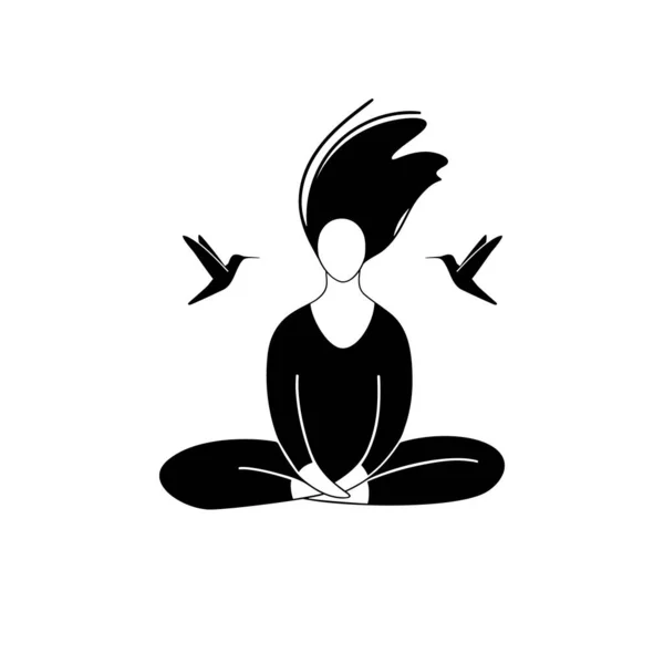 Méditation Femme Position Yoga Lotus Illustration Vectorielle Minimale — Image vectorielle