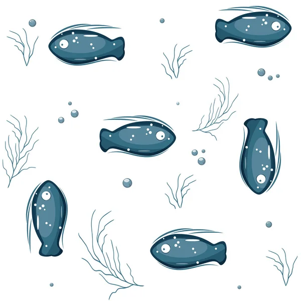 바다없는 물고기 물고기 Marine Life Vector Illustration — 스톡 벡터