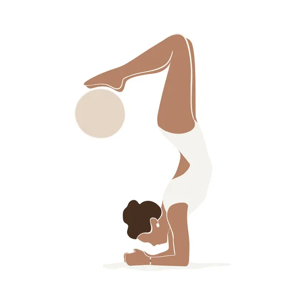 Donna Che Pratica Yoga Posa Equilibrio Asana Illustrazione Vettoriale Concetto — Vettoriale Stock