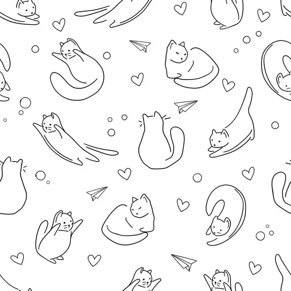 Kusursuz bir desen. Kedi karalaması. Kediler vektör deseni oynanıyor 