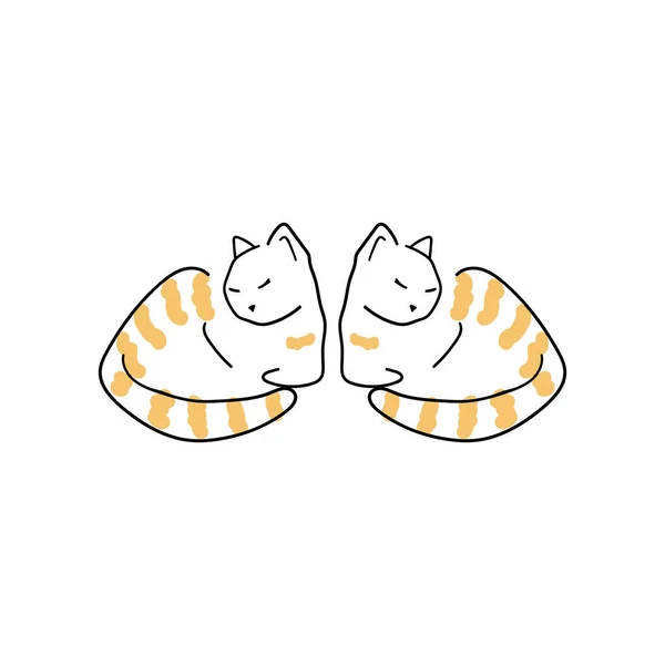 Garabato Rayas Tigre Vector Gato Ilustración Dibujada Mano Gatos Dormidos — Vector de stock