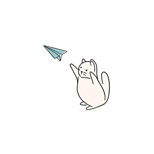 Küçük Kedi Karalaması Çizgi Kedi Vektör Çizimi Kediciği Oynuyorum — Stok Vektör