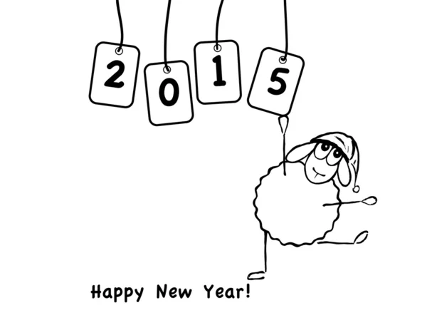 Vector illustration, funny sheep, new year — Stock Vector