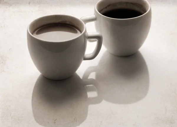 Artwork in retro style, two cups of coffee — Stock Photo, Image