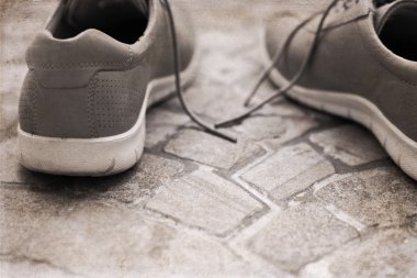 Sanat retro boyama tarzı, kadın ayakkabı