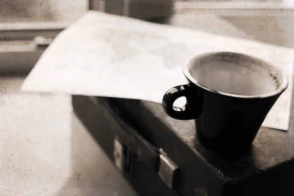Obra de arte en estilo retro, taza de café — Foto de Stock