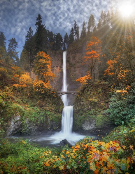 Yüksek çözünürlüklü Multnomah Falls Güz renkler