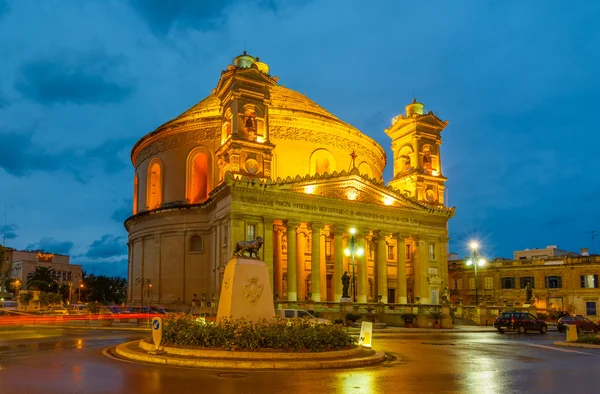 Cupola Mosta di notte - Malta — Foto Stock