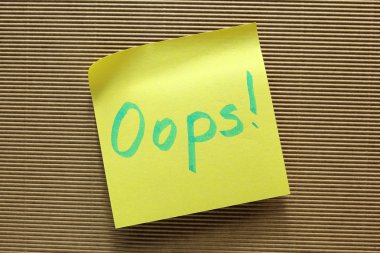 Oops sarı Yapışkan Not metni