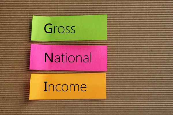Hrubý národní důchod (HND) text na barevné poznámek sticky notes — Stock fotografie