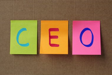 CEO (Chief Executive Officer) kısaltma renkli yapışkan notlar üzerinde