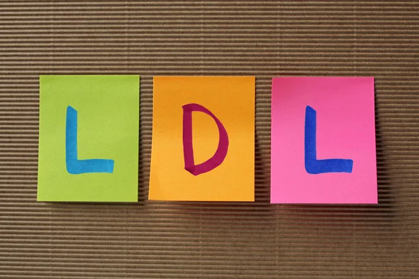 カラフルな付箋 Ldl (低比重リポ蛋白) の頭字語 — ストック写真