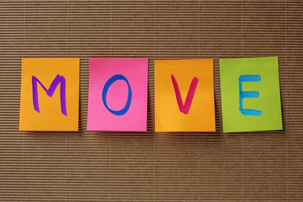 Move text on colorful sticky notes — Stock Photo, Image