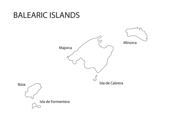 Contorno preto do mapa das Ilhas Baleares — Vetor de Stock