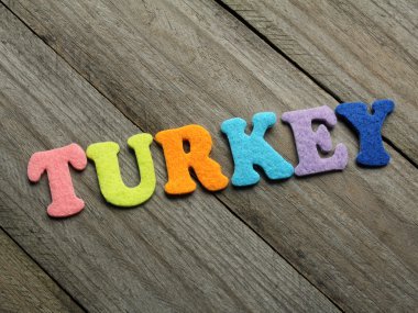 Türkiye'nin kelime ahşap arka plan üzerinde