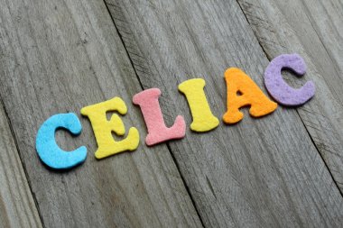 ahşap arka plan Çölyak kelime. Tıp kavramı