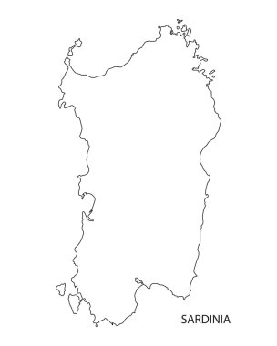 black outline of Sardinia map, Italy clipart