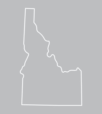 Idaho harita gri arka plan üzerinde beyaz soyut anahat