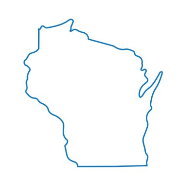 blue abstract outline of Wisconsin map clipart