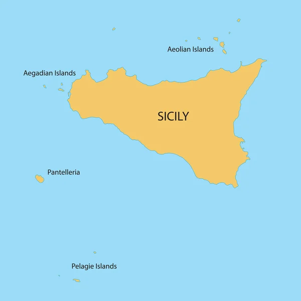 Carte de la région de Sicile avec les noms des îles, Italie — Image vectorielle