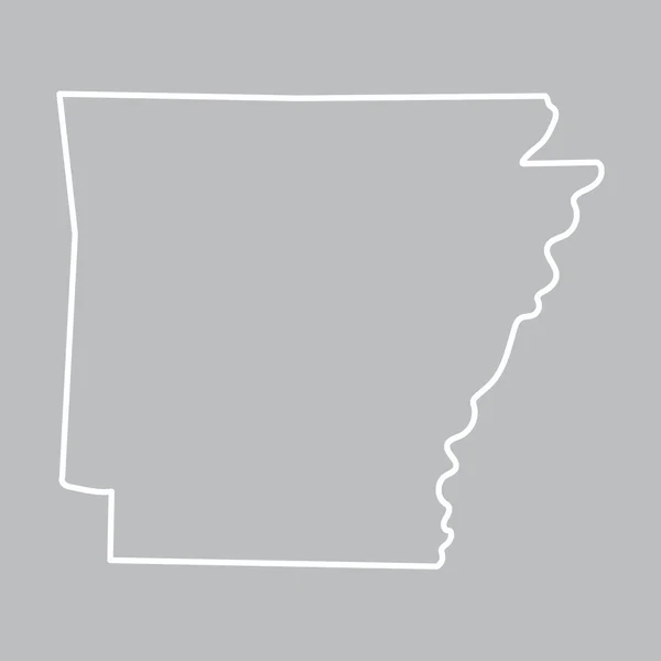 Bílý obrys abstraktní Arkansas mapy — Stockový vektor