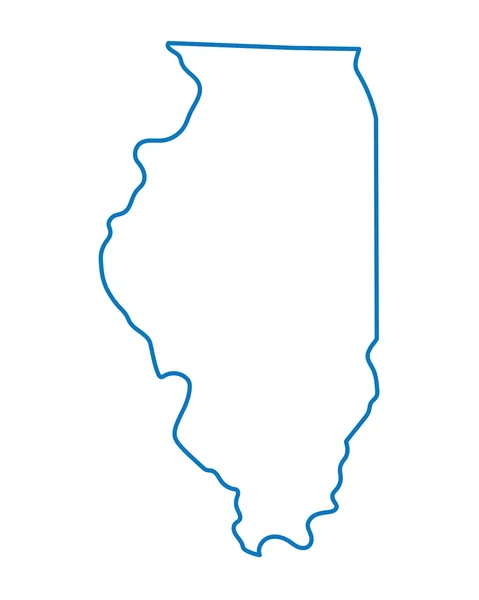 Resumo azul esboço do mapa de Illinois —  Vetores de Stock