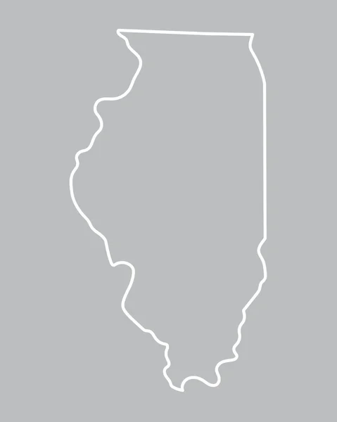 Profilo astratto bianco della mappa dell'Illinois su sfondo grigio — Vettoriale Stock