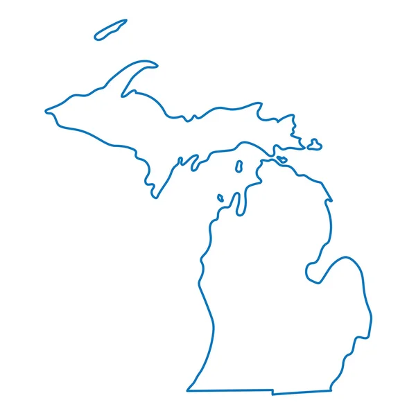 Blauw abstract omtrek van Michigan kaart — Stockvector