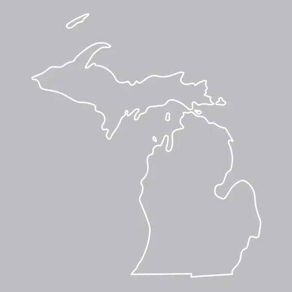 Bílý obrys abstraktní Michigan mapy — Stockový vektor