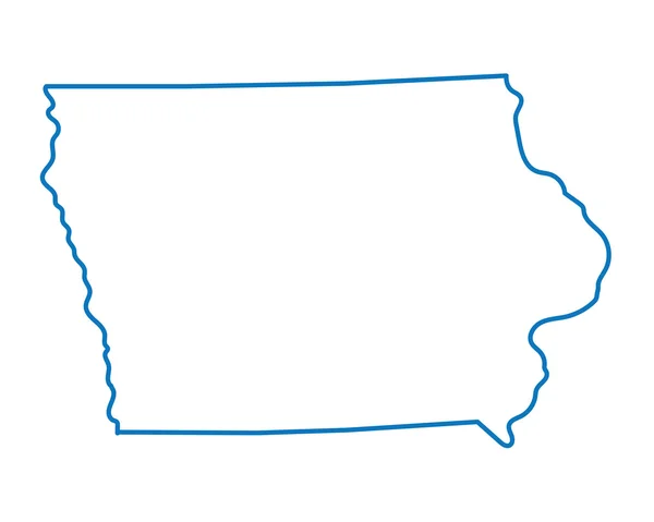 Contorno abstracto azul de Iowa mapa — Vector de stock