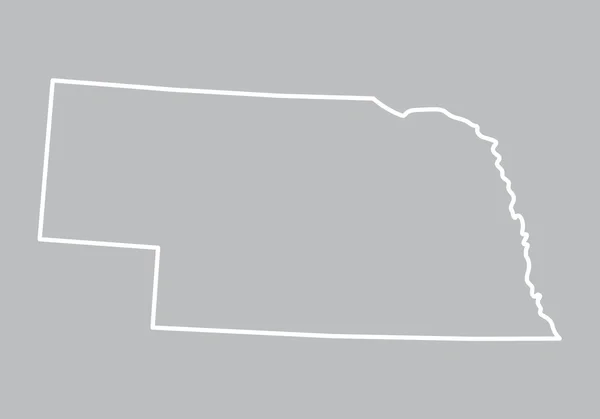 Mapa abstrato de Nebraska sobre fundo cinza — Vetor de Stock
