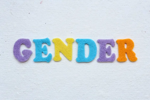 Beyaz el yapımı kağıt dokusu üzerinde cinsiyet kelime — Stok fotoğraf