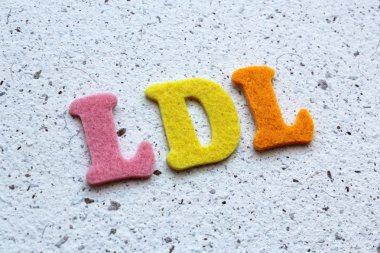 LDL (Low-density lipoprotein) acronym on handmade paper texture clipart