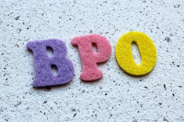 Bpo （业务流程外包） 首字母缩略词上手工纸纹理 — 图库照片