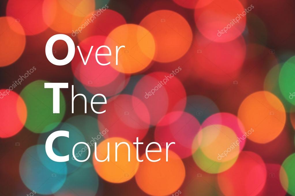 OTC (Over The Counter) acronym on colorful bokeh background Stock Photo