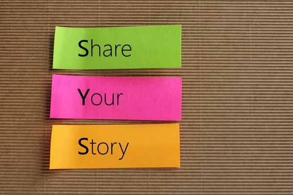 Share Your Story text on colorful sticky notes — Stock Photo, Image