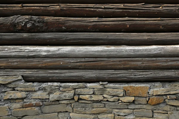 Τοίχο του αχυρώνα, πέτρα και ξύλο παρασκήνιο — Φωτογραφία Αρχείου