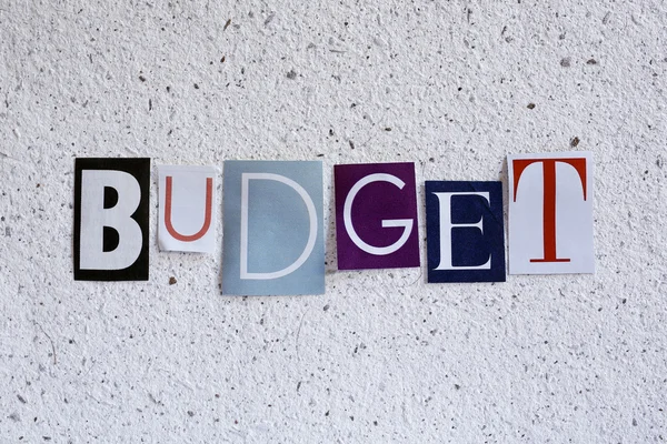 Budget word på handgjort papper konsistens — Stockfoto