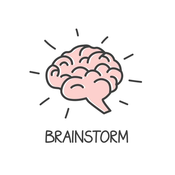 Tormenta Ideas Palabra Icono Del Cerebro Ilustración Vectorial — Vector de stock