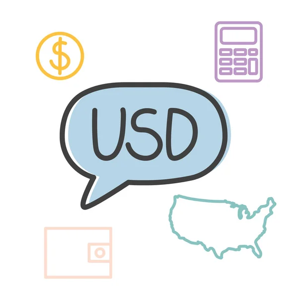 Usd Amerikanska Dollar Koncept Vektor Illustration — Stock vektor