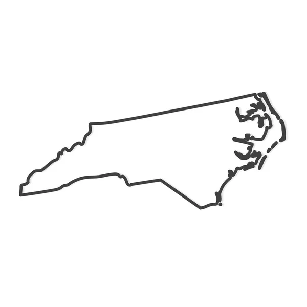 Mappa Nera Del North Carolina Stato Usa Illustrazione Vettoriale — Vettoriale Stock