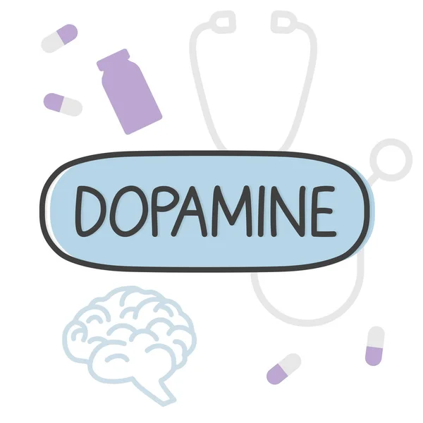 Conceito Palavra Dopamina Ilustração Vetorial —  Vetores de Stock