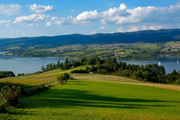 Panoramisch Uitzicht Het Meer Van Czorsztynskie Polen — Stockfoto