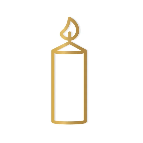 Golden Candle Icon Vector Illustration — Stock Vector