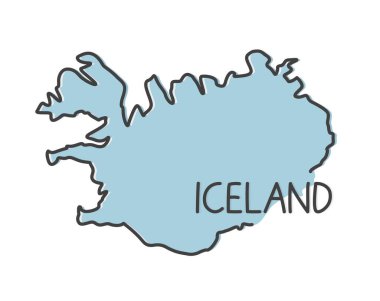 İzlanda haritası- vektör illüstrasyonunun soyut çizimi