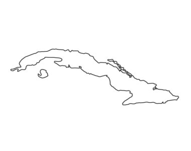 Küba haritasının siyah çizgisi - vektör illüstrasyonu