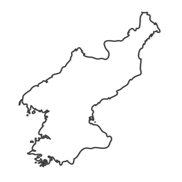 Black Outline North Korea Map Vector Illustration — Stock Vector