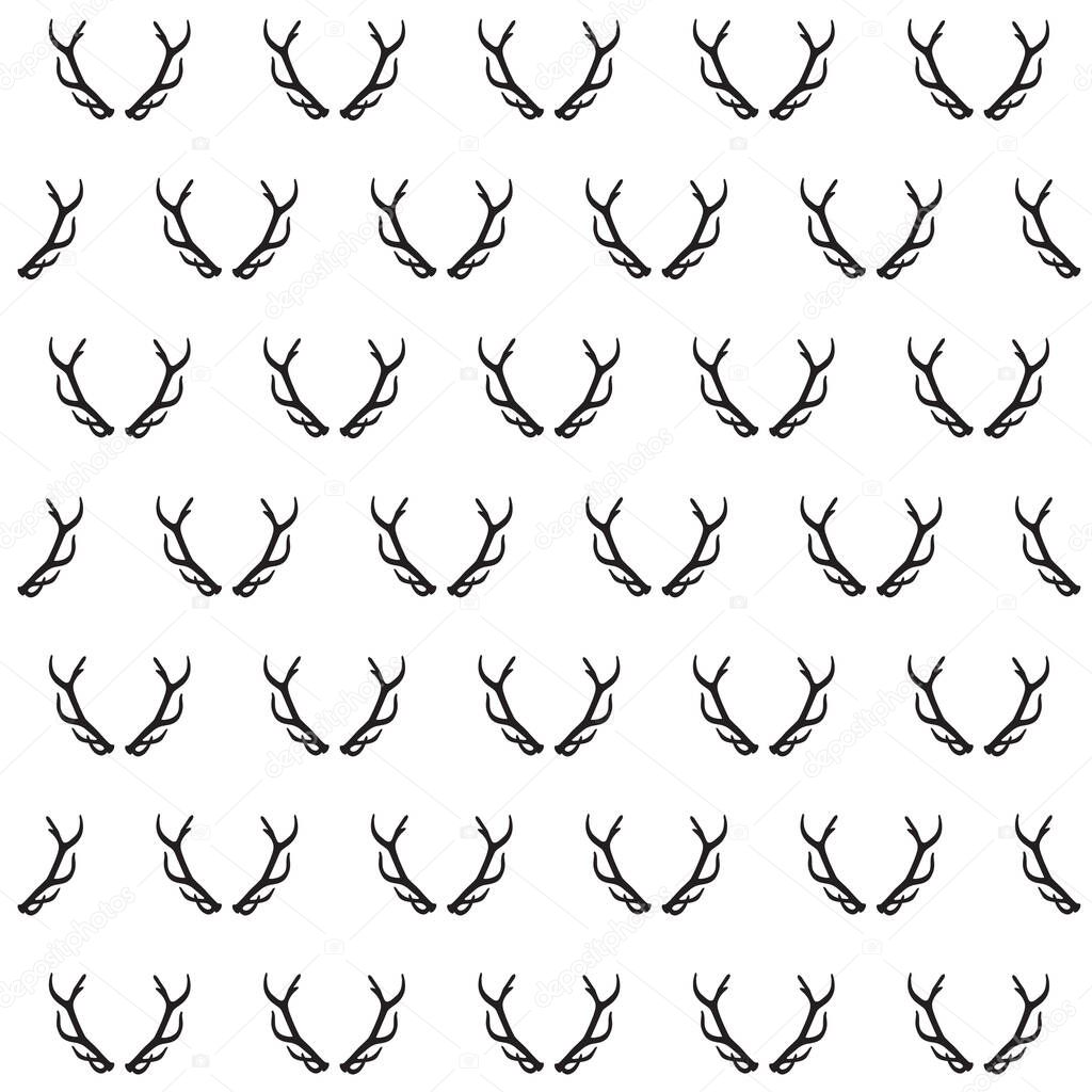 black deer antlers pattern- vector illustration