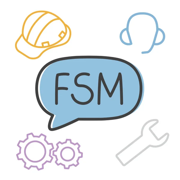 Fsm Field Service Management Concettuale Illustrazione Vettoriale — Vettoriale Stock